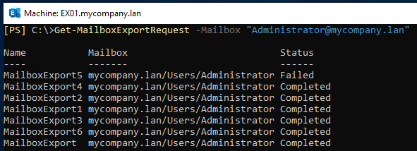 Check Export Request Status